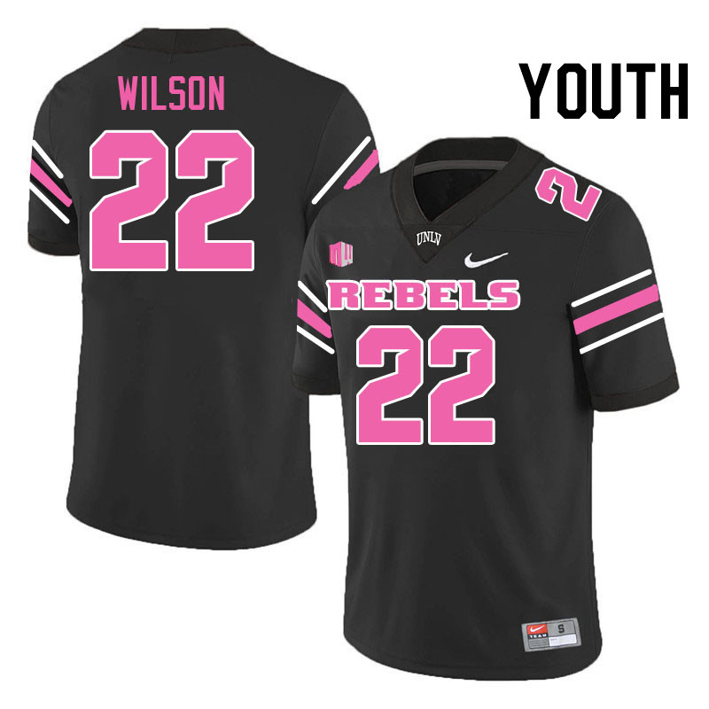 Youth #22 Elijah Wilson UNLV Rebels College Football Jerseys Stitched-Black